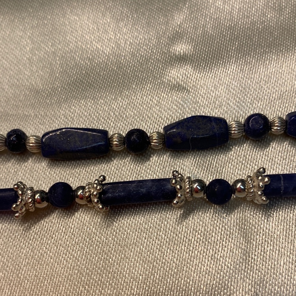 Set of 2 hand beaded Lapis Lazuli and sterling silver,
